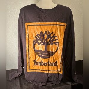 Timberland Mens Long Sleeve Logo T-Shirt xL Regular Fit Black Yellow